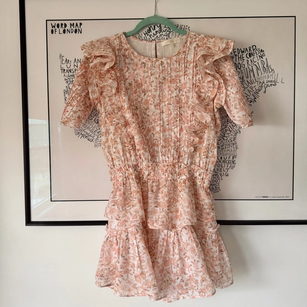 LOVESHACKFANCY Natasha Dress Vanilla Foam Ditsy Floral Print Size XS Cotton - Picture 7 of 16